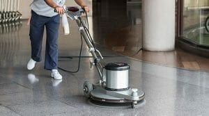 Cleaning with floor buffer appliance