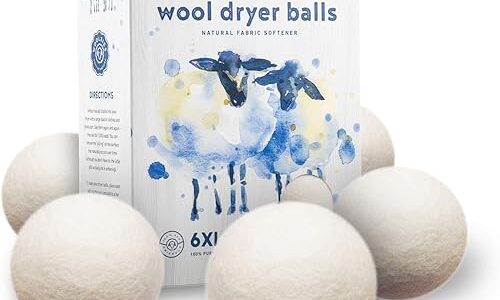 Woolzies Wool Dryer Balls Organic 6-Pack XL Natural Fabric Softener