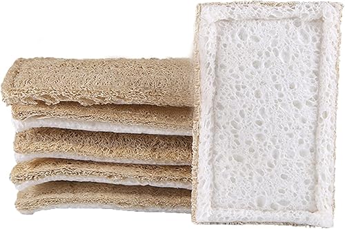 KMAKII Natural Dish Sponge Compostable Loofah 5 Pack