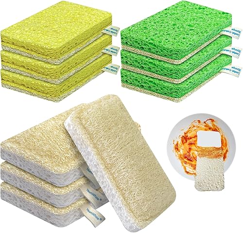 YeahWhee Natural Loofah Cellulose Sponges 10 Pack