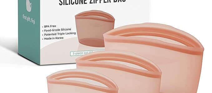 FIRGI Reusable Silicone Food Storage Bags 3-Pack in Dry Rose color