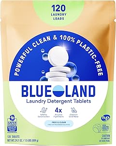 Blueland plastic-free laundry detergent tablets 120 count fragrance free