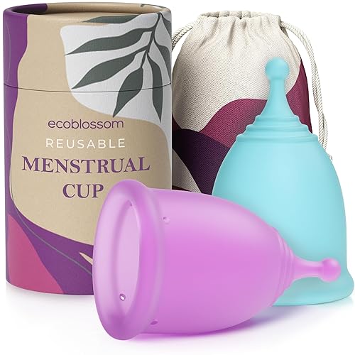 EcoBlossom reusable menstrual cup set with small and large sizes for zero-waste period care