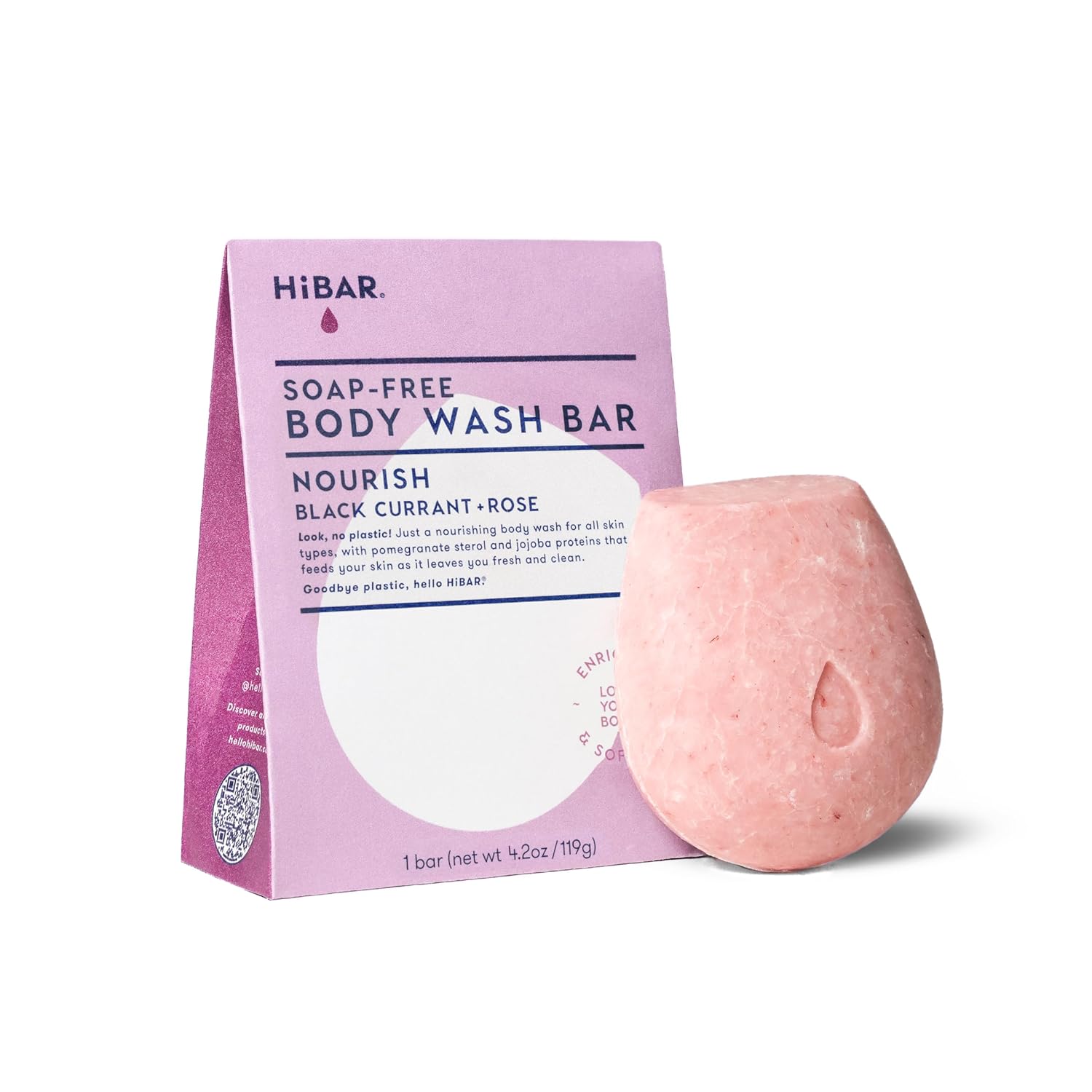 HiBAR Nourish solid body wash bar Black Currant Rose - zero-waste plastic-free personal care
