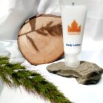 Natural eco-friendly body lotion moisturizer in a natural setting