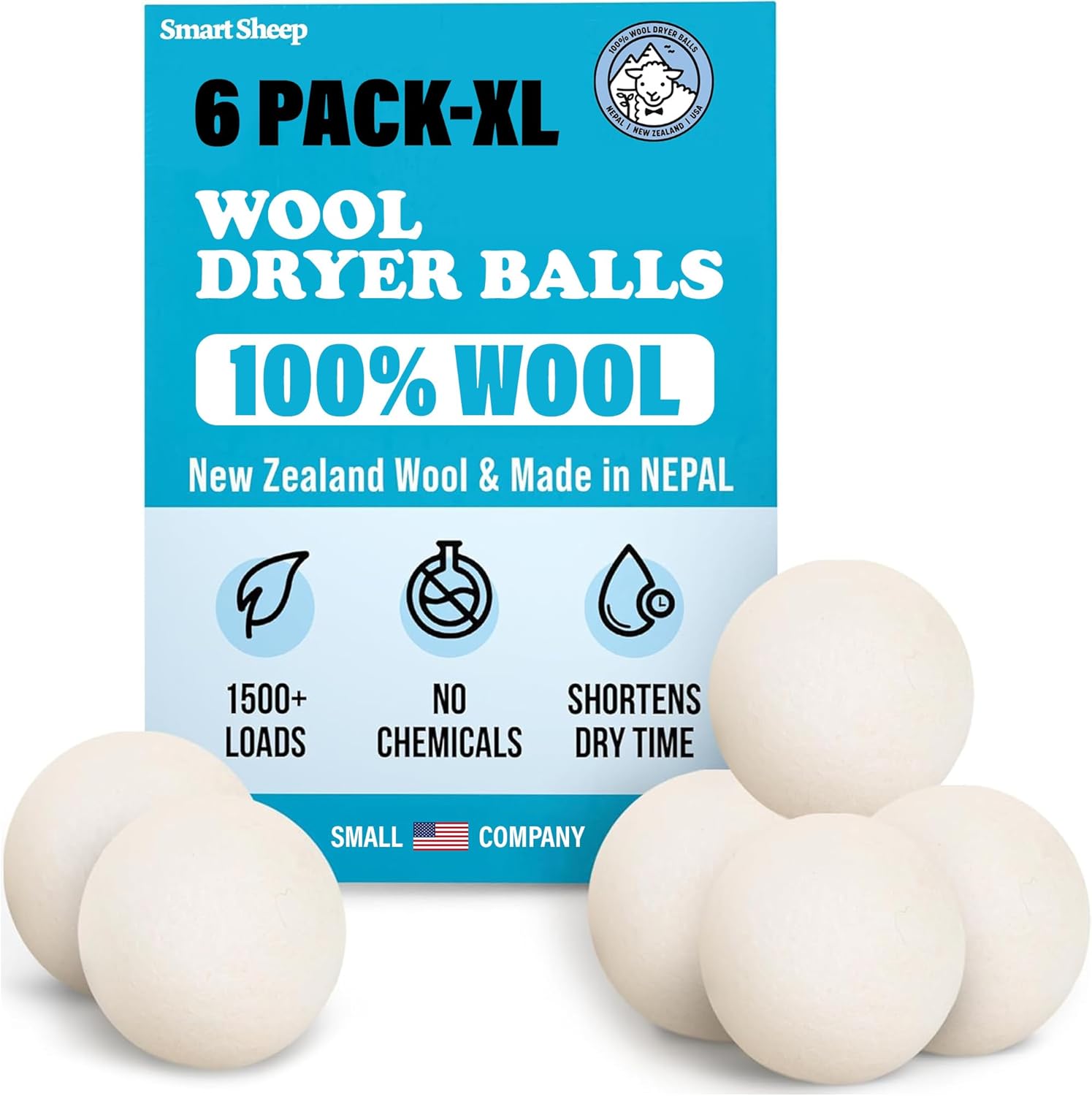 Smart Sheep Wool Dryer Balls XL 6-Pack – premium New Zealand wool dryer balls